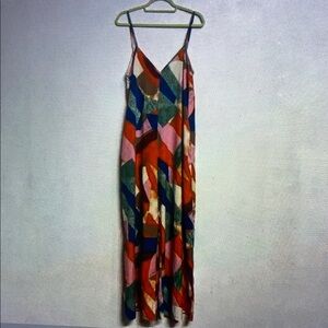 Multicolor Geometric Slip Dress - Vibrant Pattern